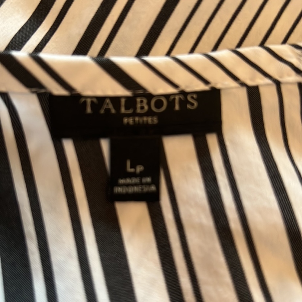 Talbots long sleeve B/W stripe top PL - Picture 6 of 7